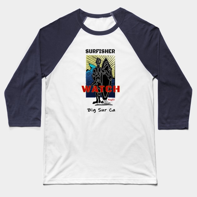 Big Sur California Surf Watch Baseball T-Shirt by The Witness